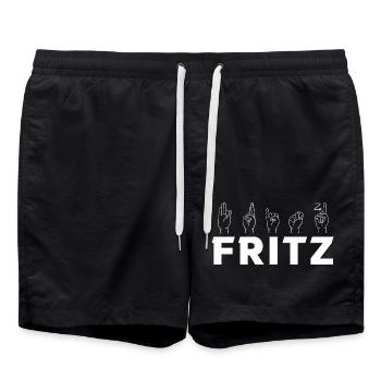 Gebärdensprache Fritz - Badeshorts - Schwarz - Vorne - AI Model Male 185 light (185cm)