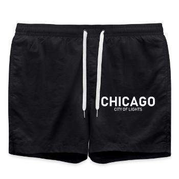 Chicago - City of Lights - Illinios - America - Swim Trunks - black - Front - AI Model Male 185 light (185cm)