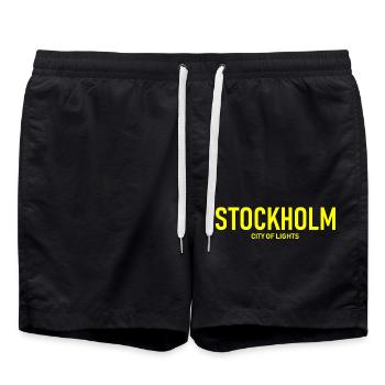 Stockholm - City of Lights - Schweden - Sweden - Swim Trunks - black - Front - AI Model Male 185 light (185cm)