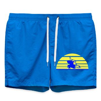 Einhorn Springt Sonne Streifen Süß Cool Silhouette - Badeshorts - Cobalt blue - Vorne