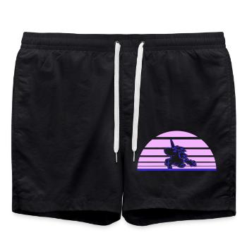 Unicorn Jumping Sun Stripe Rides Sweet Gallop - Swim Trunks - black - Front - AI Model Male 185 light (185cm)