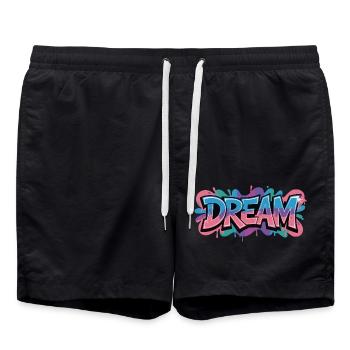 Un design de graffiti DREAM plein de couleurs et de motivation - Short de bain - noir - Devant - AI Model Male 185 light (185cm)