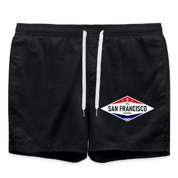 San Francisco - California - USA - United States - Badeshorts - Schwarz - Vorne - AI Model Male 185 light (185cm)