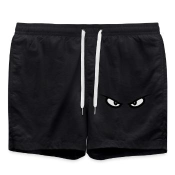 Evil Peep Cartoon Monster Horror Eyes Face - Swim Trunks - black - Front - AI Model Male 185 light (185cm)