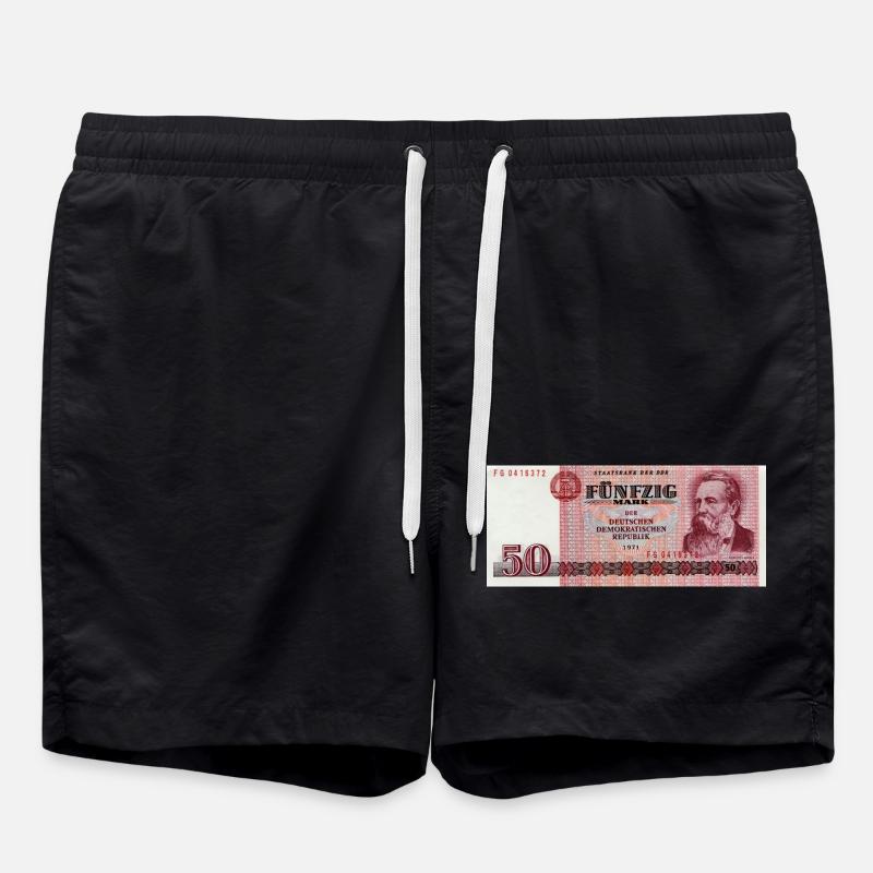 50 Markschein der DDR - Badeshorts - Schwarz