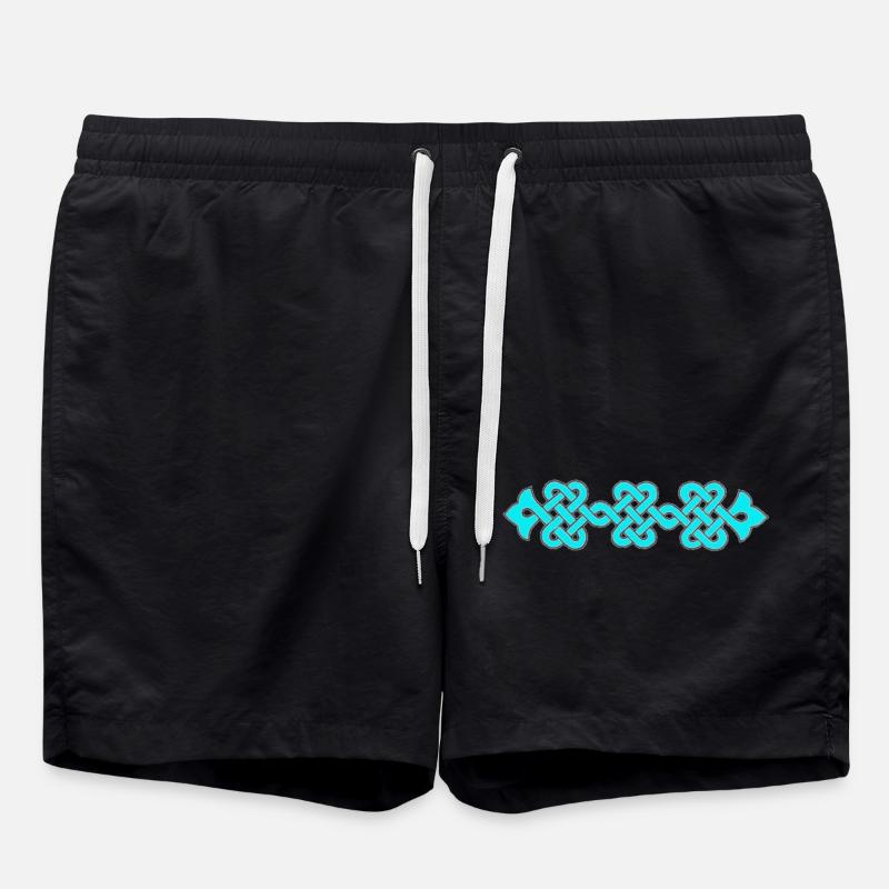 ornement complexe, turquoise - Short de bain - noir