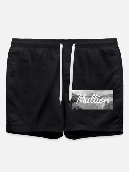 Retro Lettering at Mullion Harbor Cornwall UK - Swim Trunks - black
