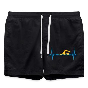 frequenz herzschlag puls schwimmen schwimmer verei - Badeshorts - Schwarz - Vorne - AI Model Male 185 light (185cm)