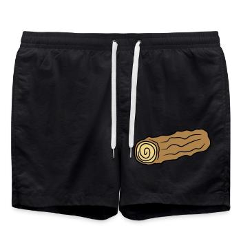 holz stock feuerholz huette holzscheit rinde holzf - Badeshorts - Schwarz - Vorne - AI Model Male 185 light (185cm)