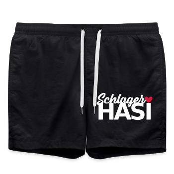 Schlager Hasi Schlagermusik - Badeshorts - Schwarz - Vorne - AI Model Male 185 light (185cm)