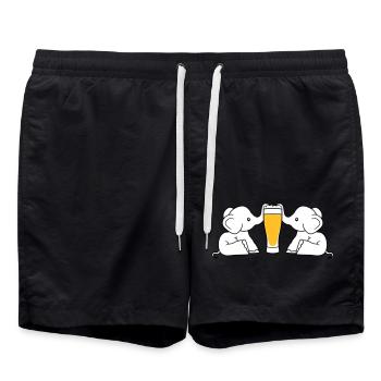 paar team 2 freunde crew alkohol elefant bier saug - Badeshorts - Schwarz - Vorne - AI Model Male 185 light (185cm)