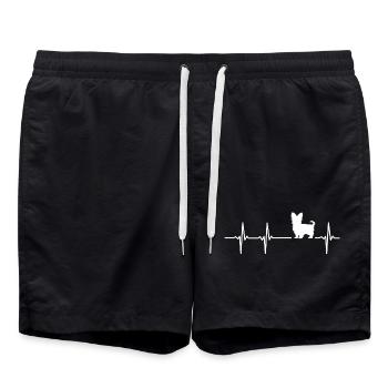 Yorkshire Terrier Dog Heartbeat Gift - Swim Trunks - black - Front - AI Model Male 185 light (185cm)