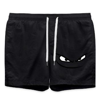 mund gesicht boese augen gefaehrlich gemein comic - Badeshorts - Schwarz - Vorne - AI Model Male 185 light (185cm)