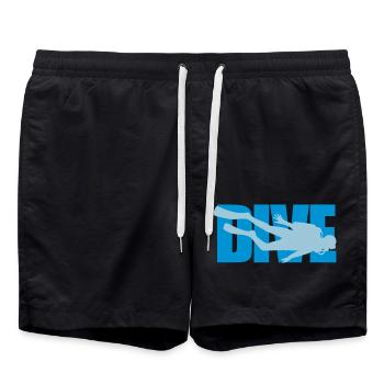 text dive logo sport diver fun club under - Swim Trunks - black - Front - AI Model Male 185 light (185cm)