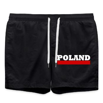 Poland flag - Polska flag - Swim Trunks - black - Front - AI Model Male 185 light (185cm)