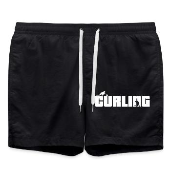 Curling curling gift curler - Swim Trunks - black - Front - AI Model Male 185 light (185cm)