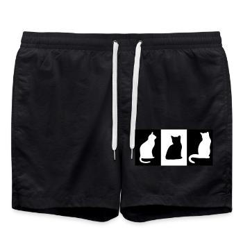 DZ0004 Cat Tile Cat Statue - Swim Trunks - black - Front - AI Model Male 185 light (185cm)