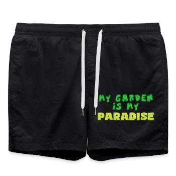 garden, my garden is my paradise - Jardin Paradis - Short de bain - noir - Devant - AI Model Male 185 light (185cm)