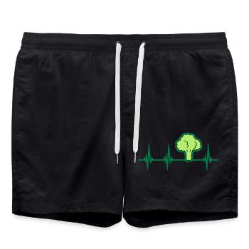 Puls Brokkoli Herzschlag - Badeshorts - Schwarz - Vorne - AI Model Male 185 light (185cm)