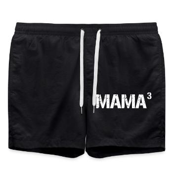 Mama von 3 Kindern - Awesome Mom Muttertagsgeschenk - Badeshorts - Schwarz - Vorne - AI Model Male 185 light (185cm)