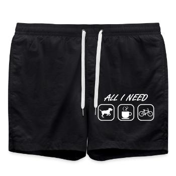 Hund Fahrrad Kaffee - Badeshorts - Schwarz - Vorne - AI Model Male 185 light (185cm)