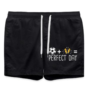 foot apéro perfect day Humor Fußball Bier Aperitif - Badeshorts - Schwarz - Vorne - AI Model Male 185 light (185cm)