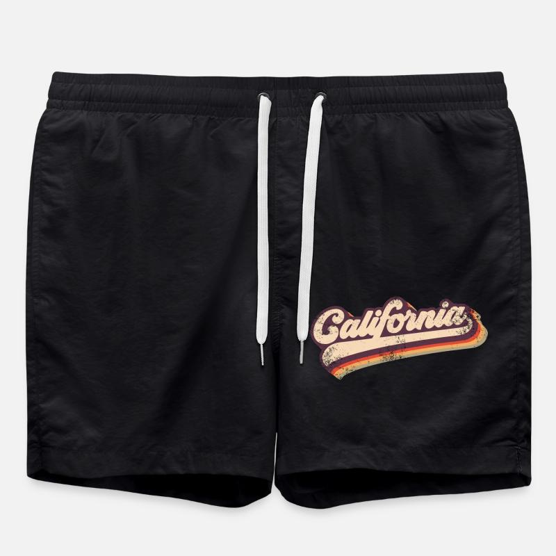 California Retro 80s - Swim Trunks - black