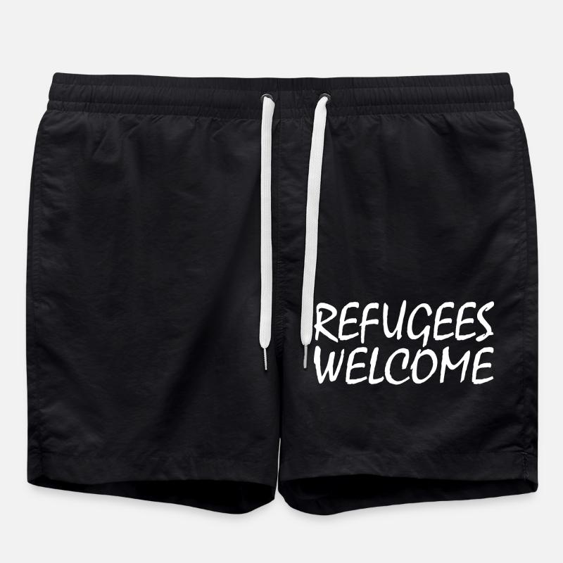 refugees welcome - Swim Trunks - black