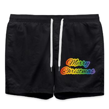 LGBT lgbtqi queer joyeux noël arc-en-ciel - Short de bain - noir - Devant - AI Model Male 185 light (185cm)