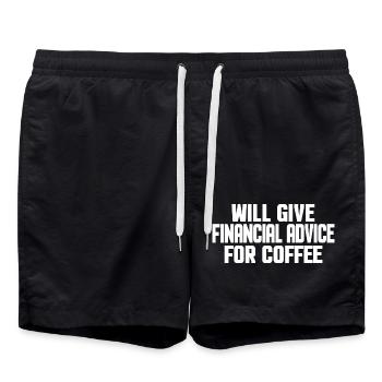 Lustiger Finanzberater Buchhalter - Kaffeeliebhaber - Badeshorts - Schwarz - Vorne - AI Model Male 185 light (185cm)