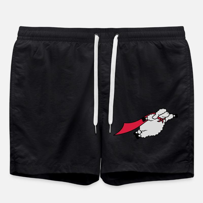 Lustiges Superheld Schaf - Badeshorts - Schwarz