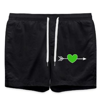 Green Heart Arrow Heart Cadeau Saint-Valentin - Short de bain - noir - Devant - AI Model Male 185 light (185cm)