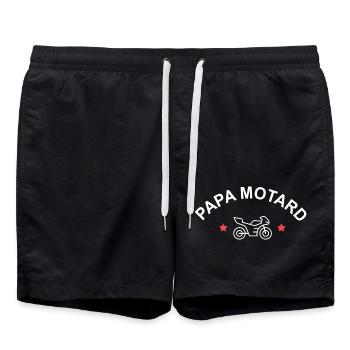 Cadeau papa papa motard moto - Short de bain - noir - Devant - AI Model Male 185 light (185cm)
