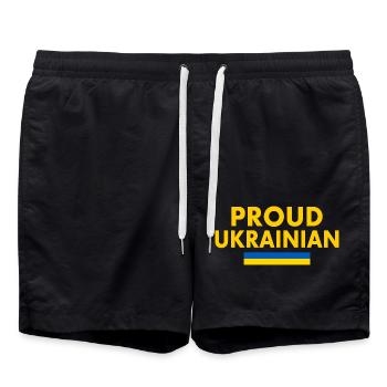 Proud ukrainian - Short de bain - noir - Devant - AI Model Male 185 light (185cm)