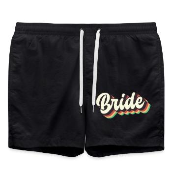 Retro Braut Zukunft Frau, Junggesellenabschied Geschenk - Badeshorts - Schwarz - Vorne - AI Model Male 185 light (185cm)