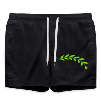Branche de feuille de laurier végétal - Short de bain - noir - Devant - AI Model Male 185 light (185cm)