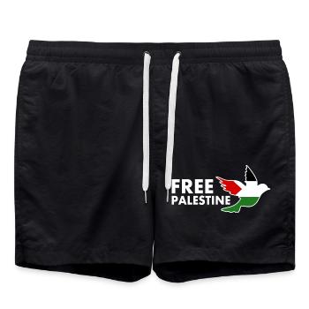 Free palestine - Swim Trunks - black - Front - AI Model Male 185 light (185cm)