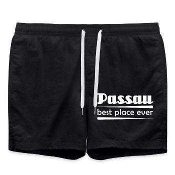 Passau - Stadt best place ever - Badeshorts - Schwarz - Vorne - AI Model Male 185 light (185cm)