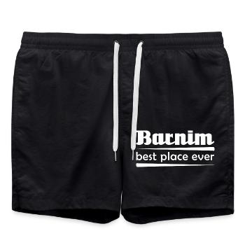 Barnim - Stadt best place ever - Badeshorts - Schwarz - Vorne - AI Model Male 185 light (185cm)