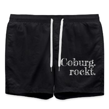 Coburg rockt - Textdesign mit Stadtnamen - Badeshorts - Schwarz - Vorne - AI Model Male 185 light (185cm)