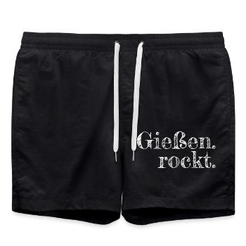Gießen rockt - Textdesign mit Stadtnamen - Badeshorts - Schwarz - Vorne - AI Model Male 185 light (185cm)