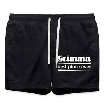 Grimma - Stadt best place ever - Badeshorts - Schwarz - Vorne - AI Model Male 185 light (185cm)