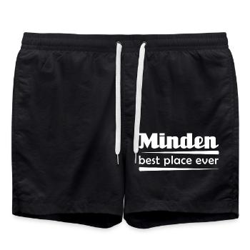 Minden - Stadt best place ever - Badeshorts - Schwarz - Vorne - AI Model Male 185 light (185cm)