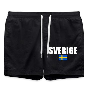 Sverige - Badeshorts - Schwarz - Vorne - AI Model Male 185 light (185cm)