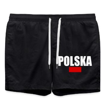 Poland - Swim Trunks - black - Front - AI Model Male 185 light (185cm)