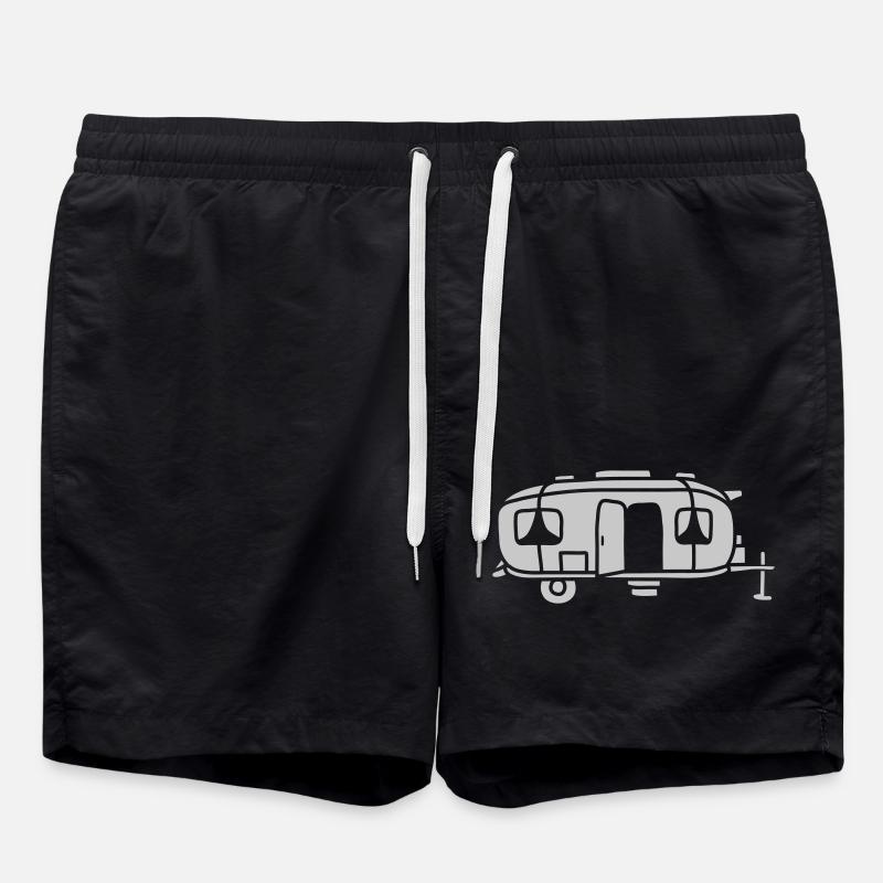 Wohnwagen Comic Design Camping - Badeshorts - Schwarz