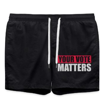 your vote matters quote - Swim Trunks - black - Front - AI Model Male 185 light (185cm)