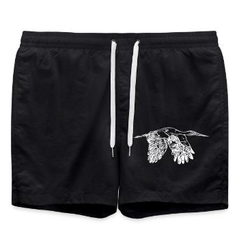 Flying vintage stork in flight - Swim Trunks - black - Front - AI Model Male 185 light (185cm)