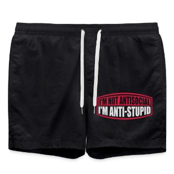 pas antisocial anti-stupide - Short de bain - noir - Devant - AI Model Male 185 light (185cm)