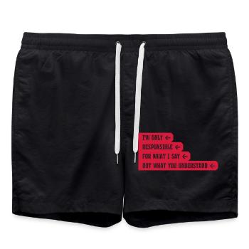what I say quote - Swim Trunks - black - Front - AI Model Male 185 light (185cm)